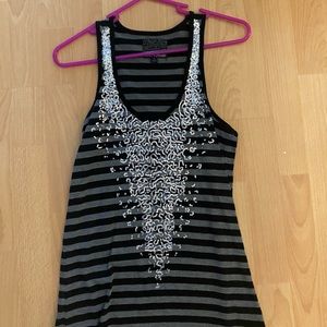 Striped tank top with sequin design